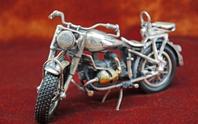 Silver miniature, Motorcycle - .925 silver - Spain - Mid 20th century