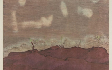 Sir Sidney Nolan OM AC CBE, Australian 1917-1992- Desert Landscape, 1982; screenprint in colours on wove, signed, titled and numbered 93/100 in pencil, image 68.5 x 54.4cm (framed)