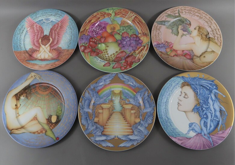 Six sets de table d'artiste - porcelaine, dessin : Wolfgang Fratzscher, divers décors et éditions,...