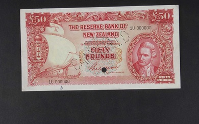 Specimen Bank Note: The Reserve Bank of New Zealand specimen 50 Pounds