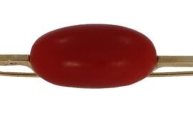 Staafbroche - 14 kt. Yellow gold - Brooch Blood coral
