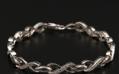 Sterling Silver Diamond Infinity Link Bracelet