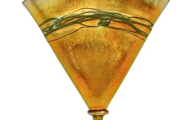 Steuben Decorated Gold Aurene Fan Vase