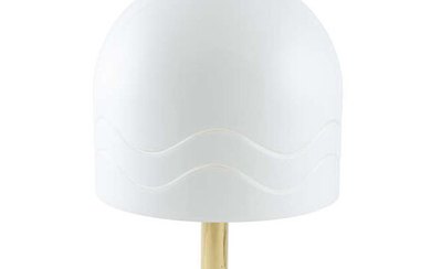 TABLE LAMP Brass table lamp with an opaque...
