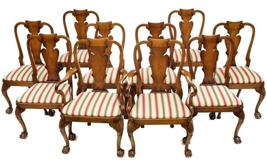 TEN HIGH QUALITY CHIPPENDALE STYLE DINING CHAIRS