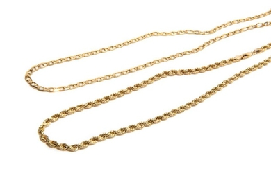 TWO GOLD NECKLACES, 22g