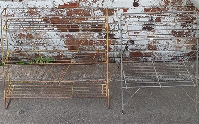 TWO VARIOUS WROUGHT IRON PLANT STANDS