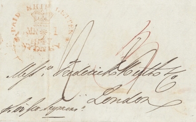 The Toulmin Packet Service Australia to U.K. Voyage 15 1847 (1 Mar.) entire letter from Sydney...