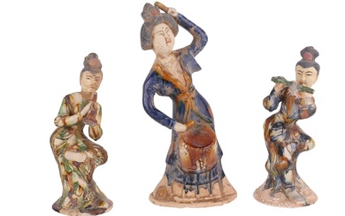 Three Tang Style Glazed Terracotta Tomb Figures