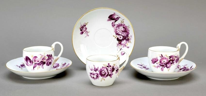 Three cups with saucer, Meisse