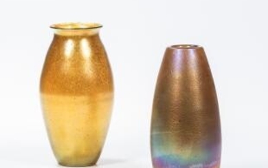 Tiffany Favrile-style Glass Vase and an Gold Iridescent Glass Vase
