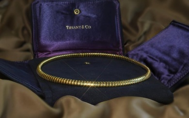 Tiffany & Co 18K Necklace Vintage Solid Gold Choker Omega Chain Fine Authentic
