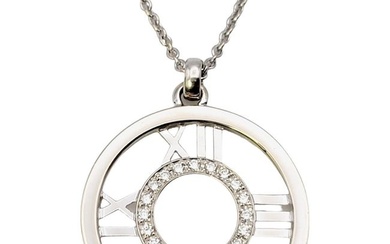 Tiffany & Co. Atlas Pendant Necklace with Diamonds in 18 Karat White Gold 2003
