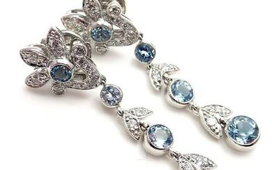Tiffany & Co Garland Platinum Diamond Aquamarine Dangle