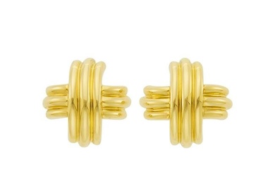 Tiffany & Co. Pair of Gold 'X' Earclips