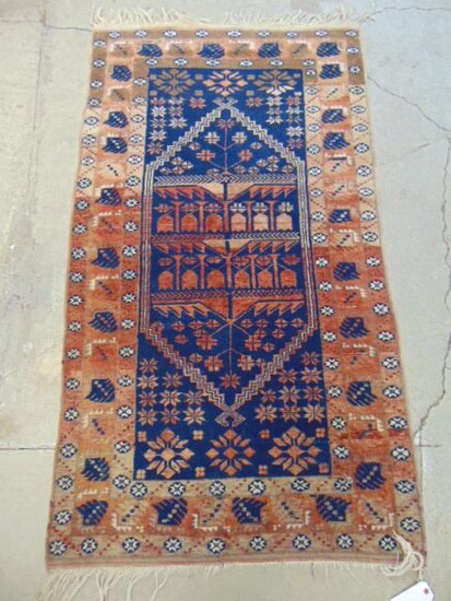 Tribal rug, brown & blue, carpet is 72" by 42", in good