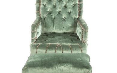 Tufted Upholstered Lounge Chair & Ottoman