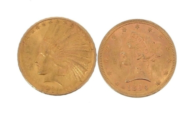 Two 10 US dollar gold coins