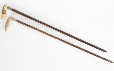 Two Antique Century Walking Sticks