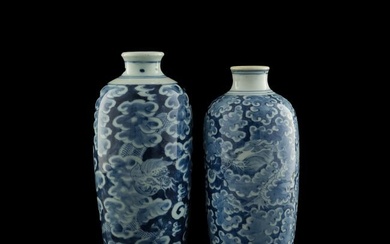 Two Chinese blue and white 'dragon' vases, 19th century