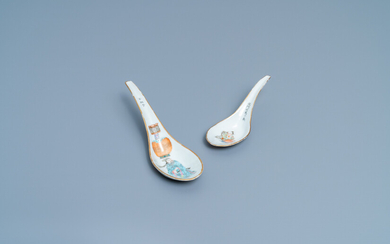 Two Chinese famille rose 'Wu Shuang Pu' spoons, Daoguang mark and of the period