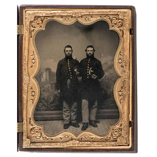 Two Civil War Half Plate Tintypes of Brothers-in-Law