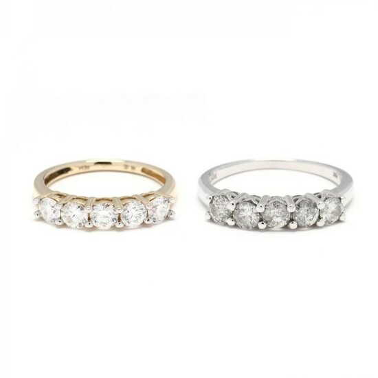 Two Gold and Diamond Set Bands