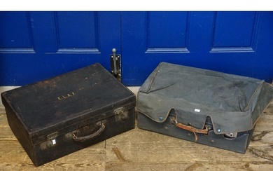 Two Late 19th Century Leather Cases with Fittings for Vanity...