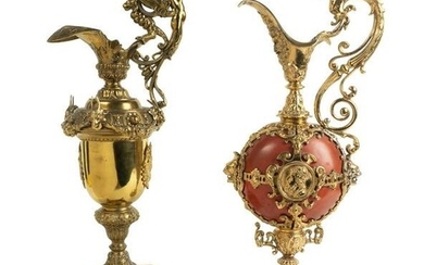Two Louis XV Style Gilt Metal Mounted Ewers Height of