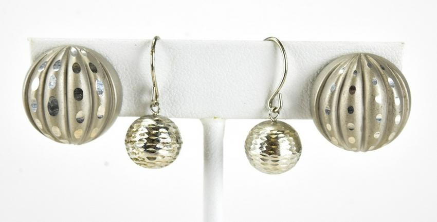 Two Pairs of Vintage Sterling Silver Earrings