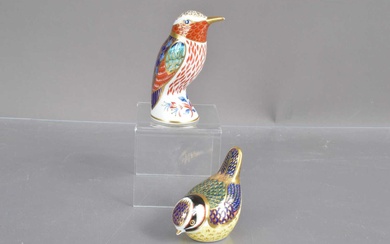 Two Royal Crown Derby porcelain birds