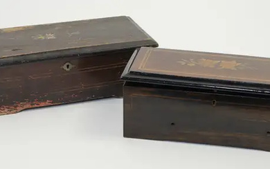 Two mahogany and ebonised music boxes, late 19th / early 20th century,...