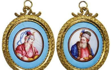Two oriental miniature portraits, 1st half of the 19th
