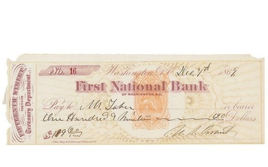 U. S. Grant Signed Check as President