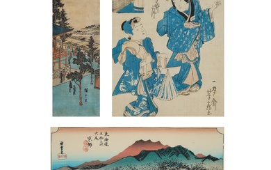Utagawa Hiroshige (1797-1858) and Yoshitsuru (active 1840-1850), Three Woodblock Prints