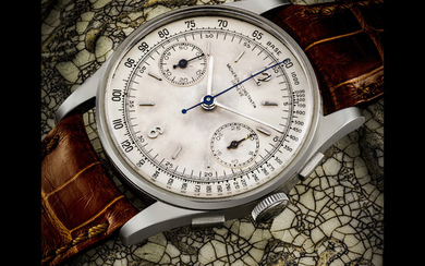 VACHERON CONSTANTIN. A VERY RARE STAINLESS STEEL CHRONOGRAPH WRISTWATCH WITH TACHYMETER SCALE REF. 4072, MANUFACTURED IN 1943
