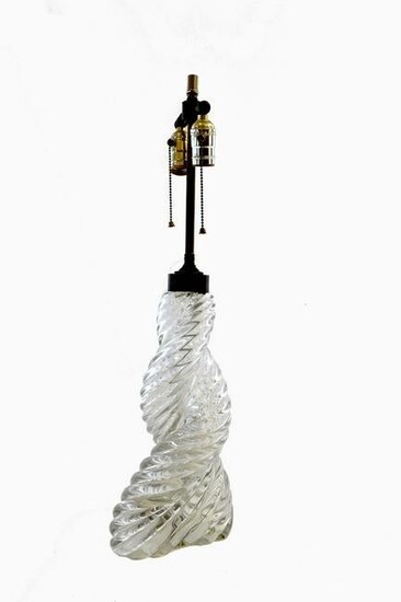 VENETIAN SPIRALED COLORLESS GLASS TABLE LAMP