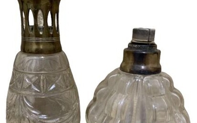 VINTAGE PAIR OF BERGER CUT GLASS OIL LAMPS
