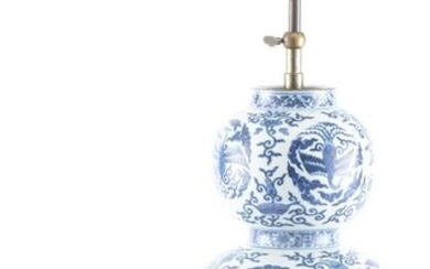 Vase double gourde en porcelaine de Chine, marque Wanli