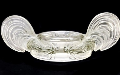 Verart Art Deco Frosted Glass Bowl, Roosters