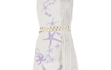 Versace Starfish Plisse Panel Belted Dress