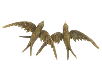 Victorian 15ct gold double swallow brooch