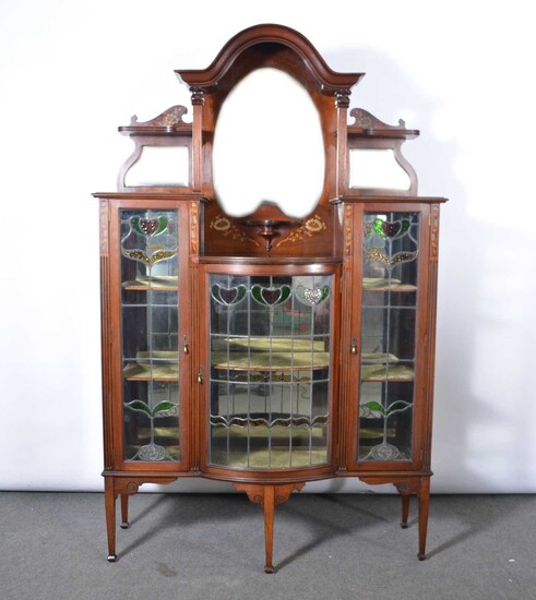 Victorian mahogany and marquetry display cabinet.