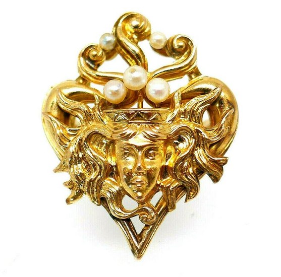 Vintage Art Nouveau 14k Yellow Gold Pearl Ring