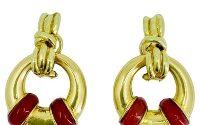 Vintage Cartier Carnelian Gold Earrings