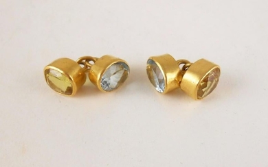 Vintage Gem-Set Gold Cufflinks