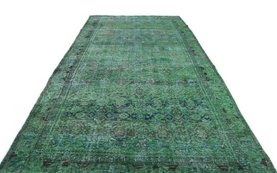 Vintage Overdyed Persian Tabriz Hand Knotted Wide