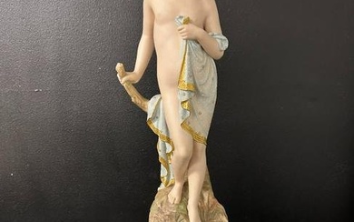 Vintage Owen Hale Ceramic Bisque Nude Woman Statue on Pedestal