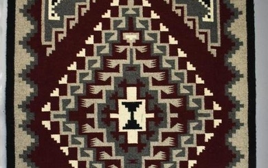 Vintage Renda Navajo Hand Woven Rug, Two Grey Hills