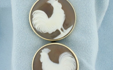 Vintage Rooster Cufflinks in 14k Yellow Gold
